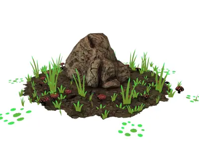 PBR Rock Detail Stone Low-poly 3D model