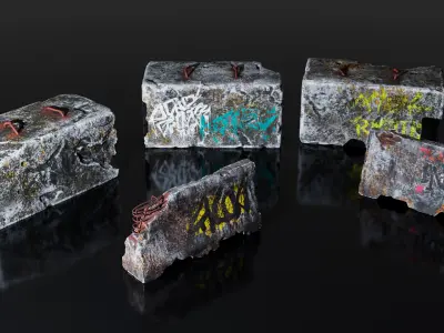 Post Apocalyptic Makeshift Barricades 3D model