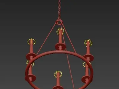 Rustic Metal Round Candle Chandelier 3D model