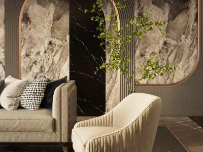 living room and kitchen design scene in 3dsmax corona 3D model 3D model