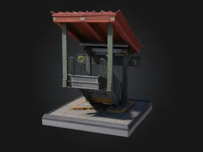 Subway Entrance Miniature  Urban Depth in Compact Scale 3D model