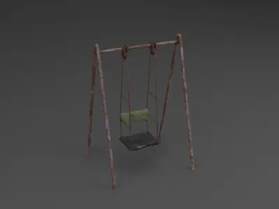 Old Rusty Swings pack set NAT Low-poly 3D model