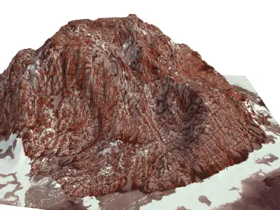 Red Snow ICE Mountain Canyon Desert Low Poly Terrain Rock 6 Low-poly 3D model