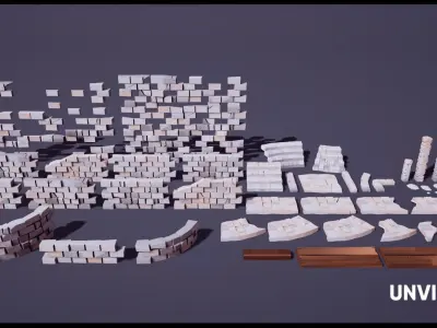 Lowpoly Modular Buildings Low-poly 3D model