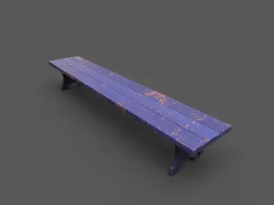 Street Bench Low-poly 3D model