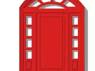 3d door with arched window 3D model
