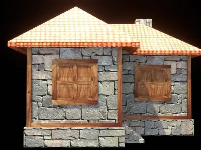 medieval house low poly village town residential game ready 6 Low-poly 3D model