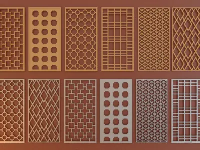 decorative wooden wall frames or iron fences Low-poly 3D model