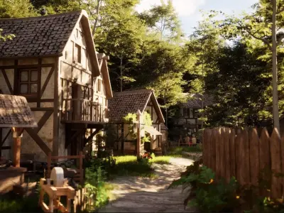 Medieval Village Modular Environment Pack Game Ready Low-poly 3D model