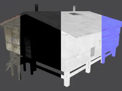 Wooden barrack - game ready Low-poly 3D model