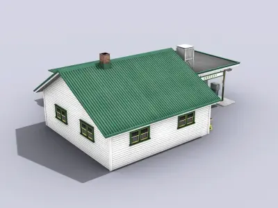 Gas Station With Grocery Low-poly 3D model