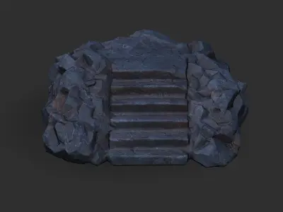 stairs stone 07 Low-poly 3D model