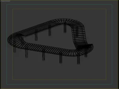 Triangular Curved Bench for Parks and Urban Spaces 3D model
