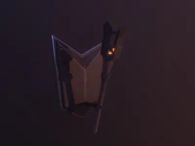 Stylized Medieval Torch Low-poly 3D model
