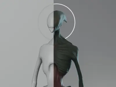 Alien with environment game ready Low-poly 3D model