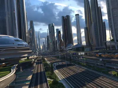  Future City. Day. Main Street 