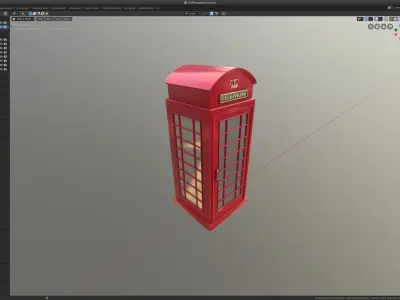 UK Telephone Booth Low-poly 3D model