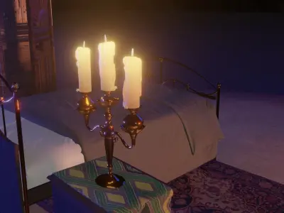 Horror Living Room - bedroom  Low-poly 3D model 3D model