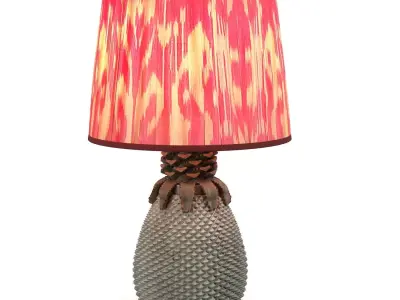 Pineapple Lamp and Silk Ikat Lampshade PBR 3D model