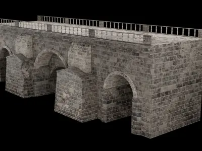 MEDIEVAL BRIDGE CASTLE STONE PLATFORM RUINED ROAD COLLECTION Low-poly 3D model