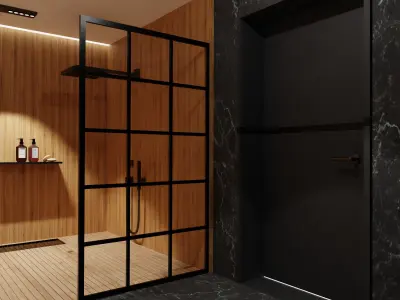 Bathroom modern with walls and marble floors Free 3D model