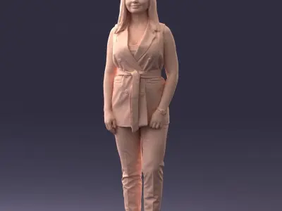 000307 Business Woman in Light Blue Suit 1112 3D model