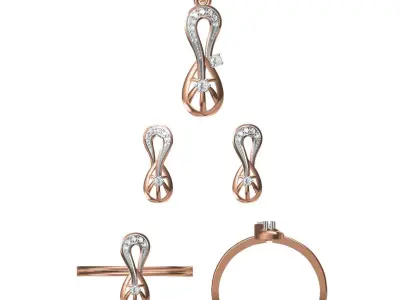 Light wt Ring Earrings Pendant set 3dm stl 1-render details 3D print model