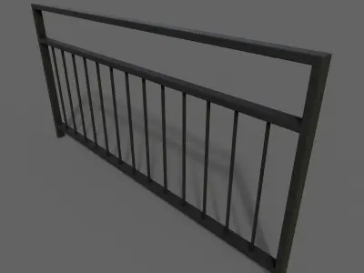 PBR Pedestrian Guard Rail Black V3 Low-poly 3D model