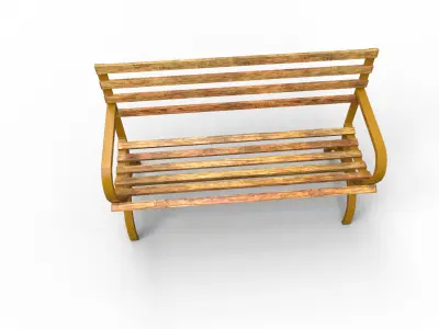 Street Bench Low-poly 3D model