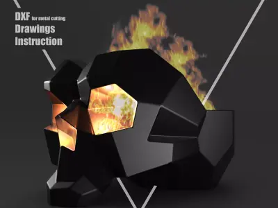 Welding Project Plans Drawings Skull Fire Pit DXF PDF 3D model