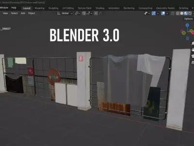 3D FENCE GATE DESIGN NO 2001 Low-poly 3D model