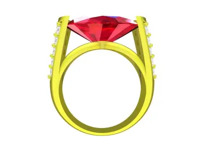 Bold Oval Red Gemstone Ring 3D Jewelry Model 5013 3D print model