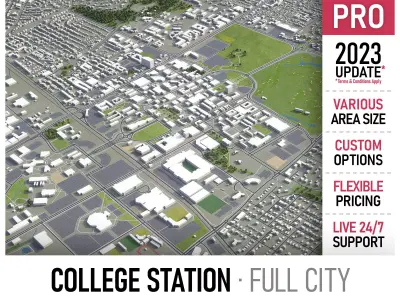 College Station  Low-poly 3D model
