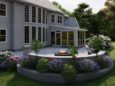 3D Exterior Scene 3D model design garden and landscape 3D  3D model order