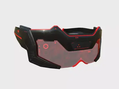 SciFi Glasses F05 Black Red - Character Design Fashion Low-poly 3D model