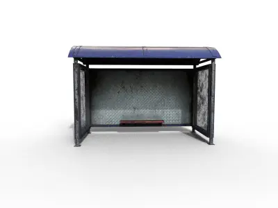 Old modern bus stop Terror Low-poly 3D model purchase