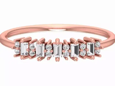 Solitaire Women Light Weight Baguette Band Ring 3D print model