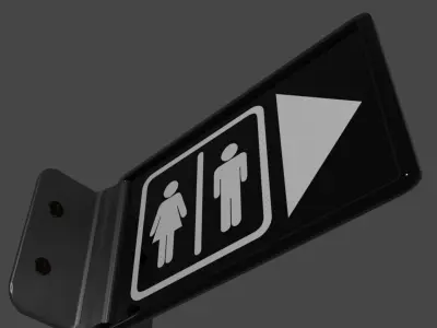 Restroom Sign - Wall Mounted 3D model