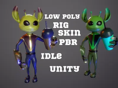 Alien ufo monster man game ready pbr 3d model Low-poly 3D model