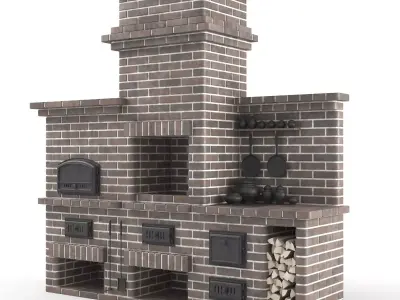 Dark Brick Barbecue Oven 3D model