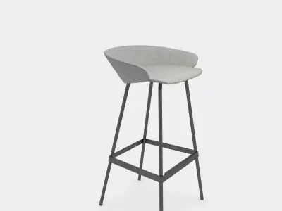 Fabric stool with armrest 3D model