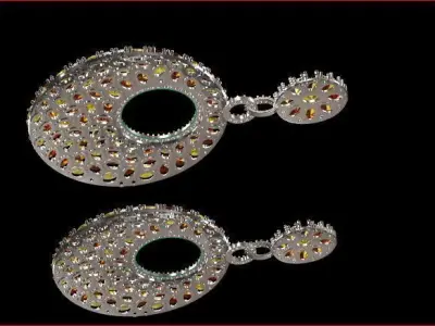 Earrings full of oval stones 3D print model