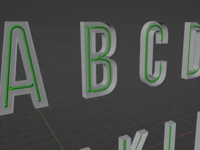 Neon Light Box Font 3D model