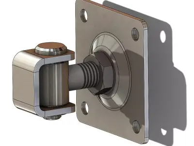 Adjustable hinge with fixing plate M16 3D model