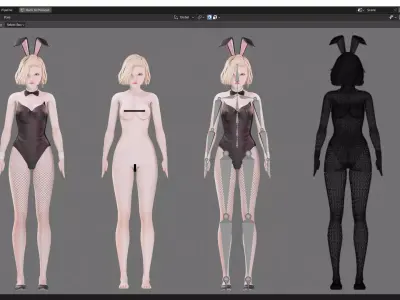 Bunny Girl 0003 - Rigged -Unreal - Unity - Blender - Animated Low-poly 3D model