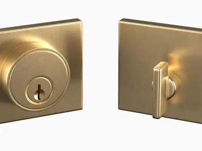 Tumalo Brass Single Square Deadbolt 3D model