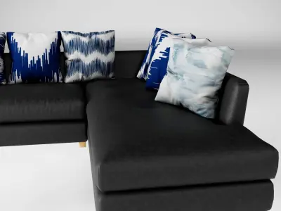 L shape Leather sofa set Low-poly 3D model