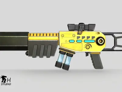 Sci-fi gun Low-poly 3D model
