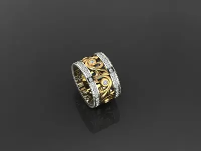 Bold Women Ring with Large Floral Design and Elegant Details 3D print model