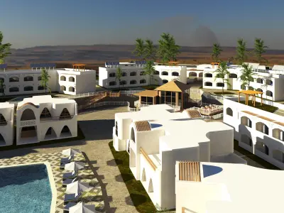 Ecolodge resort in middle of desert 3D model